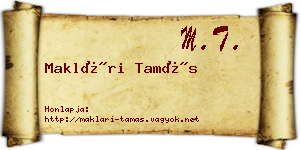 Maklári Tamás névjegykártya