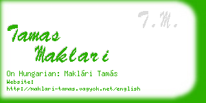 tamas maklari business card